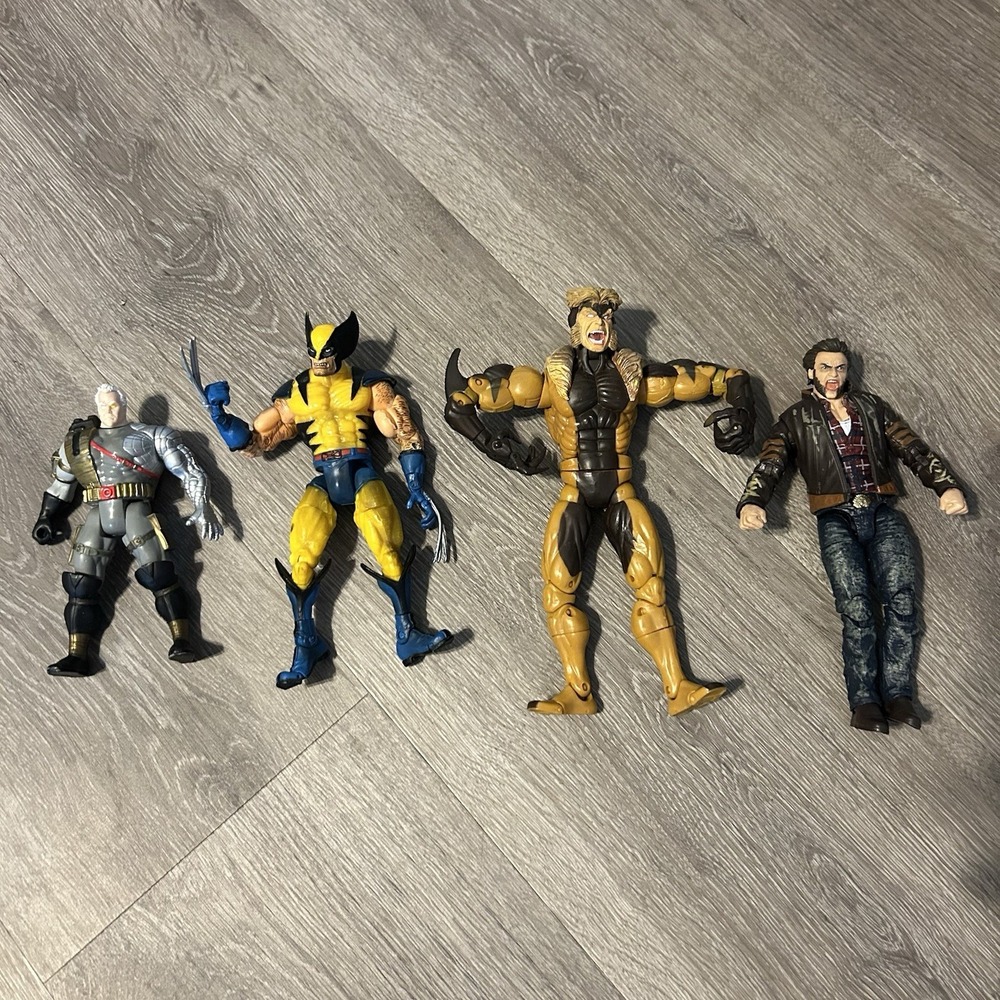 X-Men Action Figures Marvel Wolverine Cable  Lot Of 4 Figurines Comic